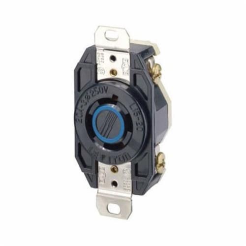 2420Leviton® V-0-Max™ 2420 3-Phase Y Grounding Locking Receptacle, 250 VAC, 20 A, 3 Poles, 4 Wires, Black