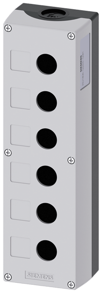 3SU18060AA000AB1Siemens SIRIUS 3SU18060AA000AB1 6-Hole Pushbutton Enclosure With 6 Control Point, 85 mm W x 64 mm D, NEMA 1/2/3/3R/4/4X/12/13 NEMA Rating, Plastic