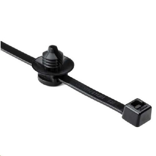 HellermannTyton 156-00157 Type T50RFT6 2-Piece Fir Tree Mount Cable Tie, 8 in L x 0.18 in W x 1.2 mm THK, Polyamide 6.6