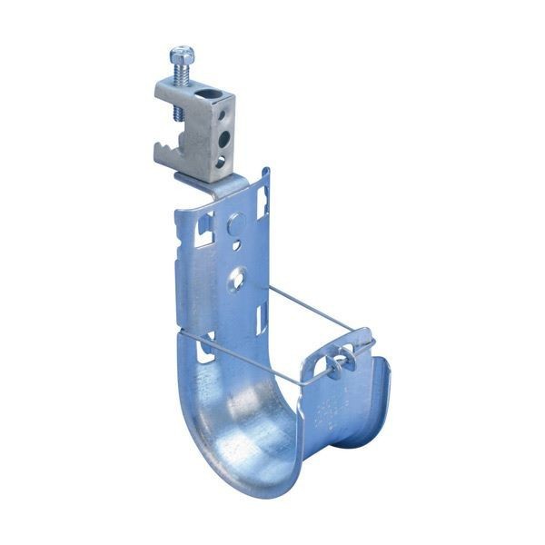 nVent ERICO CAT32HPBCB Swivel J-Hook With Beam Clamp, 2 in, 60 lb Load, Flange Mount, Spring Steel