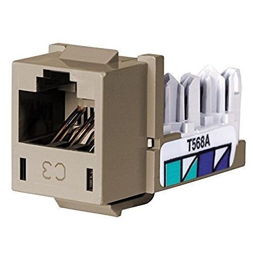 Wiring Device-Kellems XCELERATOR™ HXJ3AL 8-Position Standard Universal A/B Jack, Cat 3 Module, Keystone Mount, Almond