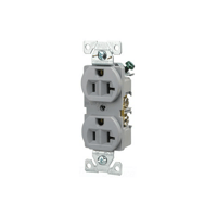 BR20GYEATON Arrow Hart™ Eaton Wiring Devices BR20GY BR20 Duplex Tamper-Resistant Straight Blade Receptacle, 125 VAC, 20 A, 2 Poles, 3 Wires, Gray