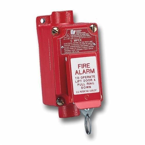 MPEXFederal Signal MPEX Explosion Proof Fire Alarm Pull Station, 120 VAC, 6 A, -13 to 104 deg F, Aluminum Alloy