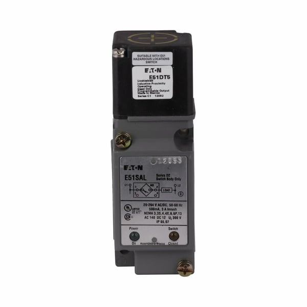 E51ALT5EATON E51ALT5 2-Wire Limit Switch Modular Style Unshielded Proximity Sensor, Inductive, ON Output, 1NO-1NC Contact, 20 to 264 VAC/VDC