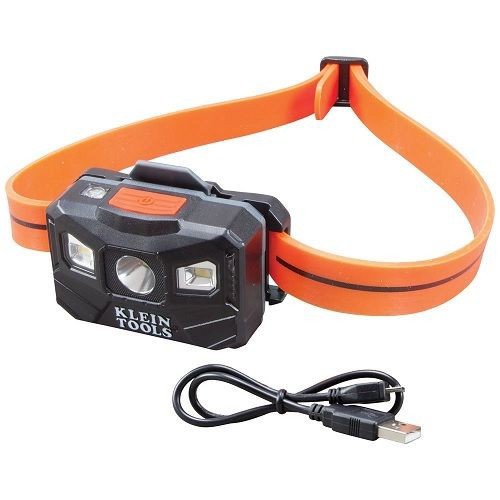 56064Klein® 56064 Rechargeable Headlamp with Silicone Strap, 400 Lumens, LED Bulb, ABS Housing