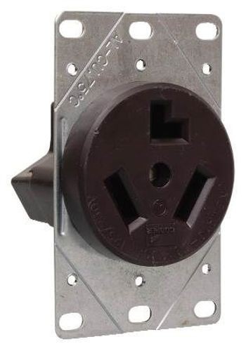 EATON Arrow Hart™ Eaton Wiring Devices 38B-BOX Non-Grounding Single Straight Blade Receptacle, 125/250 VAC, 30 A, 3 Poles, 3 Wires, Brown