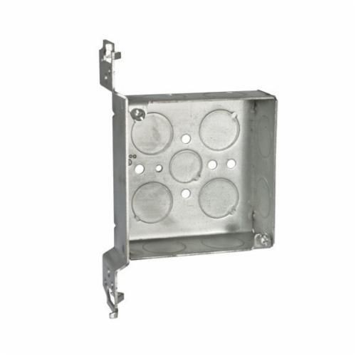199RACO® 199 Square Box With Conduit Knockout, Steel, 21 cu-in Capacity, 11 Knockouts, 4.38 in H x 6.88 in W x 1.5 in D
