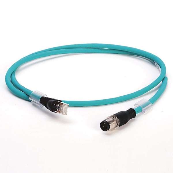 1585D-M4TBJM-1Allen-Bradley 1585D-M4TBJM-1 1585 Ethernet Cables Cat5e, 100BASE-TX, 100 Mbit/s, 4 Conductors, M12, Straight Male, Standard, RJ45, Straight Male, Teal Robotic TPE, 4 Conductor, Teal TPE, Flex Rated