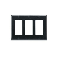 Leviton® Decora® 80411-E Standard Size Wallplate, 3 Gangs, 4.5 in H x 6.37 in W, Thermoset, Black