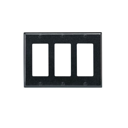 Leviton® Decora® 80411-E Standard Size Wallplate, 3 Gangs, 4.5 in H x 6.37 in W, Thermoset, Black