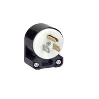 HBL5666CAHUBBELL® Insulgrip® Angle Style Standard Sized Straight Blade Plug, 250 VAC, 15 A, 2 Poles, 3 Wires, Black/White