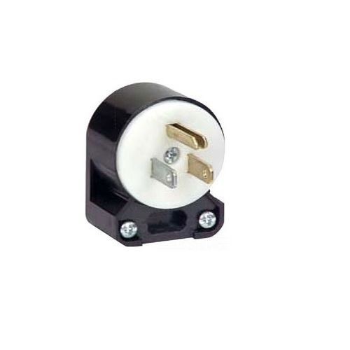 HBL5666CAHUBBELL® Insulgrip® Angle Style Standard Sized Straight Blade Plug, 250 VAC, 15 A, 2 Poles, 3 Wires, Black/White