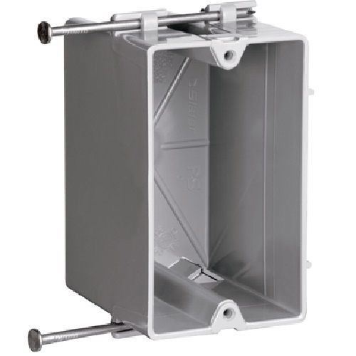 Pass & Seymour® P122R Slater Deep Switch Outlet Box With Quick Click and Captive Mounting Nails, Thermoplastic, 22 cu-in Capacity, 1 Gangs, 1 Outlets, 3.75 in L x 2.25 in W x 2.87 in H