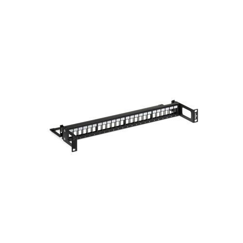 Leviton® QuickPort® 49255-R24 1-RU Flat Recessed Unloaded Patch Panel, 24 Ports, Steel