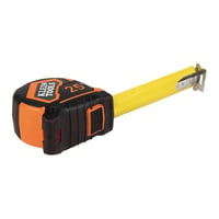 9125Klein® 9125 Closed Case Single Sided Non-Magnetic Hook Measuring Tape, 25 ft L, Steel Blade, Imperial Measuring System, 1/16 in Graduation