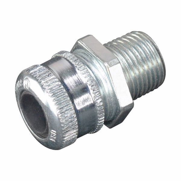 CGB7920Crouse-Hinds CGB3239 Form C Straight Cable Gland Cord Connector, 1 in Trade, 7/8 to 1 in Cable Openings, Steel, Chromate Coated/Electro-Plated Zinc