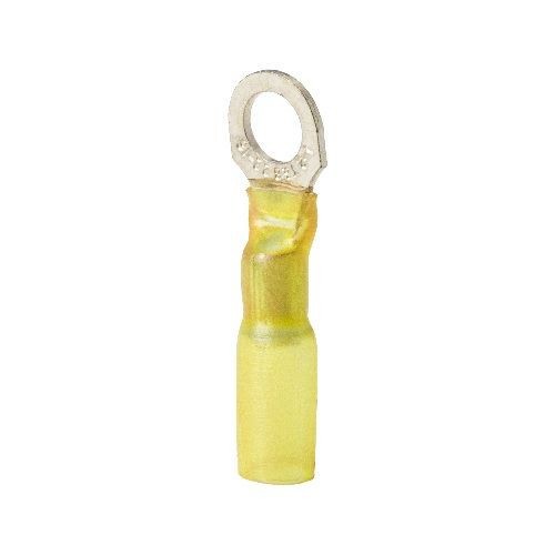 Sta-Kon® RCS10-8X RC Series Heat Shrinkable Insulated Ring Terminal, 12 to 10 AWG Conductor, 1.34 in L, Copper, Yellow