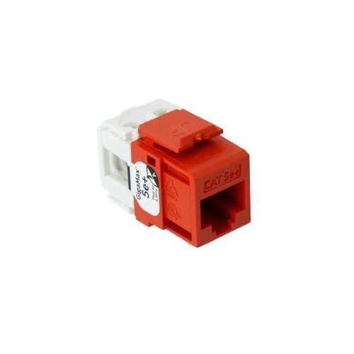 Leviton® GigaMax® QuickPort® 5G110-RO5 8-Conductor 8-Position Component Rated UTP Connector, Cat 5e Module, Surface/Panel Mount, 1 Ports, Plastic, Orange