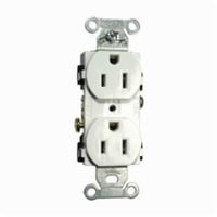BR15WHIHUBBELL® Commercial Duplex Straight Blade Receptacle, 125 VAC, 15 A, 2 Poles, 3 Wires, White