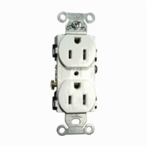 BR15WHIHUBBELL® Commercial Duplex Straight Blade Receptacle, 125 VAC, 15 A, 2 Poles, 3 Wires, White