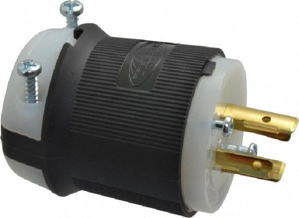 HBL2421Hubbell, Twist Lock Plug, 3 Pole, 4 Wire, 20 Ampere, 250 Volts, NEMA L15-20P, Black & White