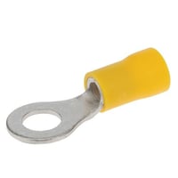 R12-38VNSI Miniterms R12-38V-S R Series Standard Ring Terminal, 12 to 10 AWG Conductor, 1.326 in L, Brazed Seam Barrel, Copper, Yellow