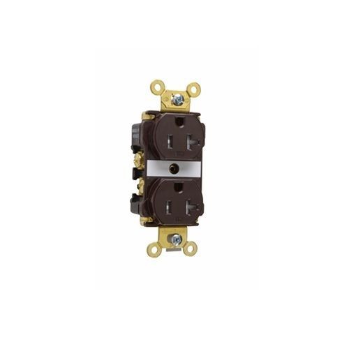 Pass & Seymour® TR63H Duplex Smooth Face Tamper-Resistant Straight Blade Receptacle, 125 VAC, 20 A, 2 Poles, 3 Wires, Brown