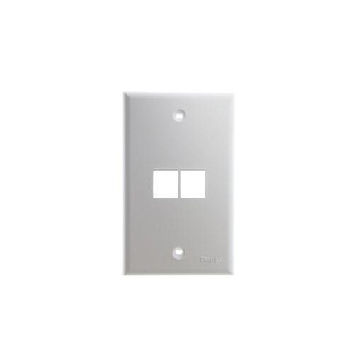 Panduit® NetKey® NK2FNWH Flat Vertical Faceplate, 1 Gang, 2 Ports, Keystone Module, Flush Mount, ABS