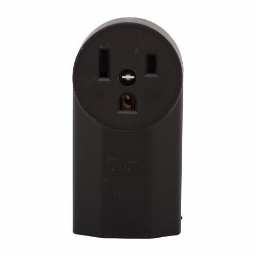 EATON 1251 Grounding Power Receptacle, 125 VAC, 50 A, 2 Poles, 3 Wires, Black