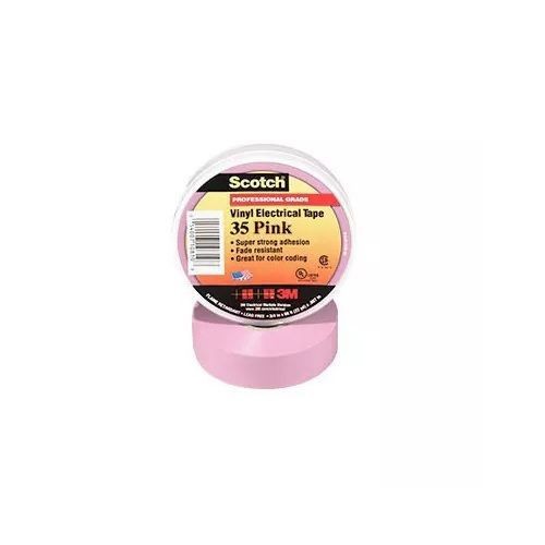 3M™ 051128-61333 Premium Grade Color Coding Electrical Tape, 66 ft L x 3/4 in W, 7 mil THK, Rubber Adhesive, PVC Backing, Pink