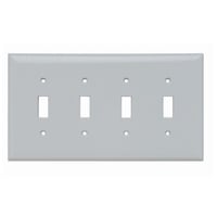 Pass & Seymour® Sierraplex® SPJ4-W Junior Jumbo Wallplate, 4 Gangs, 5 in H x 8.56 in W, Thermoplastic, White
