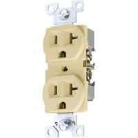 EATON Arrow Hart™ Eaton Wiring Devices TRBR20V-BXSP TRBR Duplex Tamper-Resistant Straight Blade Receptacle, 125 VAC, 20 A, 2 Poles, 3 Wires, Ivory