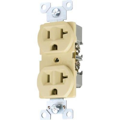 EATON Arrow Hart™ Eaton Wiring Devices TRBR20V-BXSP TRBR Duplex Tamper-Resistant Straight Blade Receptacle, 125 VAC, 20 A, 2 Poles, 3 Wires, Ivory