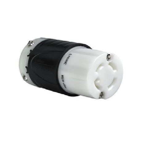 Pass & Seymour® Turnlok® L1530-C Locking Connector, 250 VAC, 30 A, 2 Poles, 3 Wires, Black/White