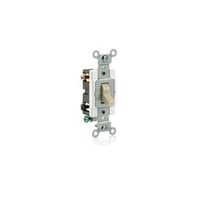 CS220-2WLeviton® CS220-2W AC Quiet Toggle Switch, 120/277 VAC, 20 A, 800 W, 1000 VA Power Rating, DP Contact