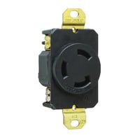 Pass & Seymour® Turnlok® 3330 Impact-Resistant Non-Grounding Single Locking Receptacle, 125/250 VAC, 30 A, 2 Poles, 3 Wires, Black