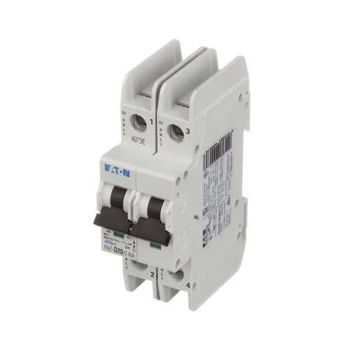 FAZ-D20/2-NACutler-Hammer FAZ-D20/2-NA Industrial Miniature Circuit Breaker, 277/480 V, 20 A, 2 Poles, Standard Terminals, Thermal/Magnetic, DIN Rail Mount