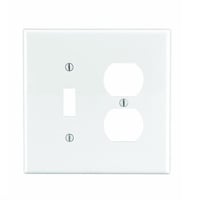 Leviton® PJ18-W Midway Size Combination Wallplate, 2 Gangs, 4.875 in H x 4.94 in W, Thermoplastic, White