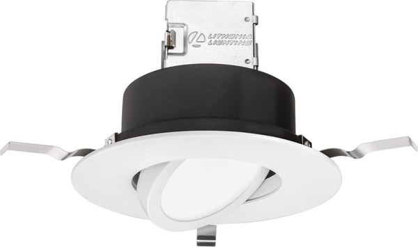 6JBK ADJ 30K 90CRI MW M6Lithonia Lighting® OneUp™ 6JBK ADJ 30K 90CRI MW M6 Adjustable Dimmable Direct Wire Round Recessed Downlight, Static LED Lamp, 4-7/8 in Ceiling Opening, 120 VAC, Steel Housing