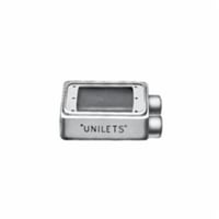 FSS175O-Z/Gedney UNILETS™ FSS150 Type FS Heavy Duty Shallow Device Box With Internal Ground Screw, Feraloy® Iron Alloy, 21 cu-in Capacity, 1 Gangs, 2 Outlets, 2 Knockouts, 4-11/16 in H x 2-15/16 in W x 2-3/8 in D