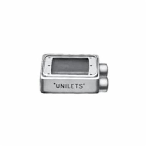 FSS175O-Z/Gedney UNILETS™ FSS150 Type FS Heavy Duty Shallow Device Box With Internal Ground Screw, Feraloy® Iron Alloy, 21 cu-in Capacity, 1 Gangs, 2 Outlets, 2 Knockouts, 4-11/16 in H x 2-15/16 in W x 2-3/8 in D
