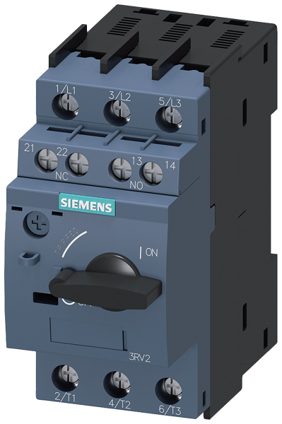 3RV20111FA15Siemens 3RV20111BA15 Motor Protection Circuit Breaker With 1NO-1NC Transverse Auxiliary Switch, 690 VAC, 2 A, 10 kA Interrupt, 3 Poles, Magnetic Trip