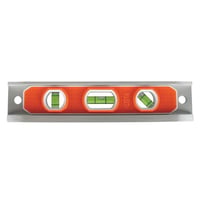 Klein® 935R Torpedo Level, 9 in L, 3 Vials, 0/45/90 deg Vial Positions, 0.001, Aluminum