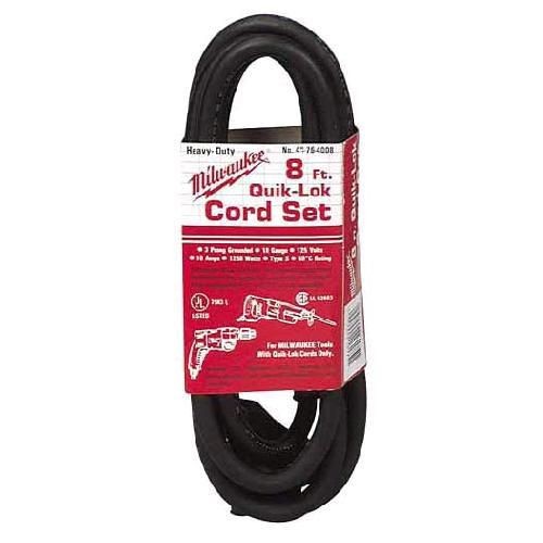 Milwaukee® QUIK-LOK™ 48-76-4008 Extension Cord, 120 VAC, 10 A, 18 AWG, NEMA 1-15P