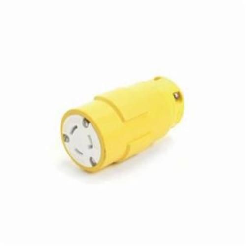2708Woodhead® Super-Safeway® 2708 130142 Female Heavy Duty Locking Connector With Locking Blade, 250 VAC, 20 A, 3 Poles, 3 Wires, Yellow