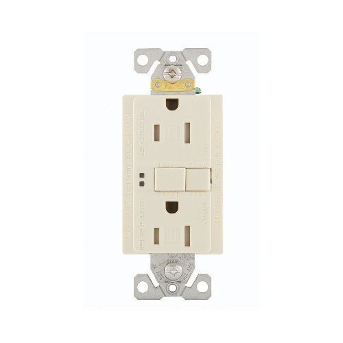 EATON Eaton Wiring Devices TRSGF15LA-M Duplex Self-Test Tamper-Resistant GFCI Receptacle, 125 VAC, 15 A, 2 Poles, 3 Wires, Light Almond