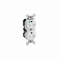 8300-SGWLeviton® 8300-SGW Extra Heavy Duty Traditional Straight Blade Receptacle, 125 VAC, 20 A, 2 Poles, 3 Wires, White