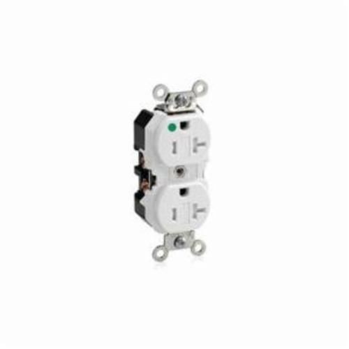 8300-SGWLeviton® 8300-SGW Extra Heavy Duty Traditional Straight Blade Receptacle, 125 VAC, 20 A, 2 Poles, 3 Wires, White