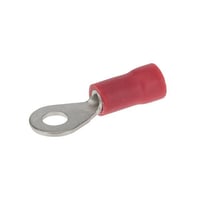 NSI Miniterms R22-6V-S R Series Standard Ring Terminal, 22 to 18 AWG Conductor, 0.826 in L, Brazed Seam Barrel, Copper, Red