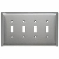 SSO4Pass & Seymour® SSO4 Jumbo Wallplate, 4 Gangs, 5.25 in H x 8.93 in W, 302 Stainless Steel/Thermoplastic